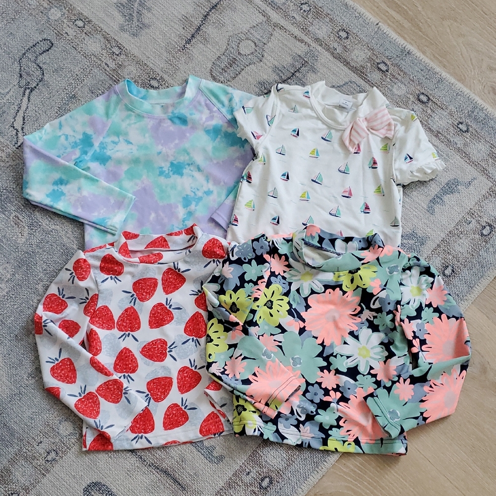 Janie And Jack Toddler Girls Bundle Of 4 Swim Rashguards Sz2T/3T